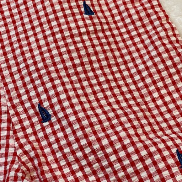 Adventurewear 360 Anchor Embroidered Gingham Romper Boys Size 12M 100% Cotton - Picture 7 of 9